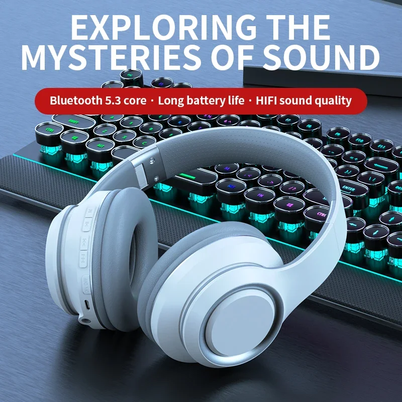 Shoumi Newest Wireless Headphones Bluetooth Earphones Large Headset Helmets with Mic Support TF-Card Mp3 Play Display Screen