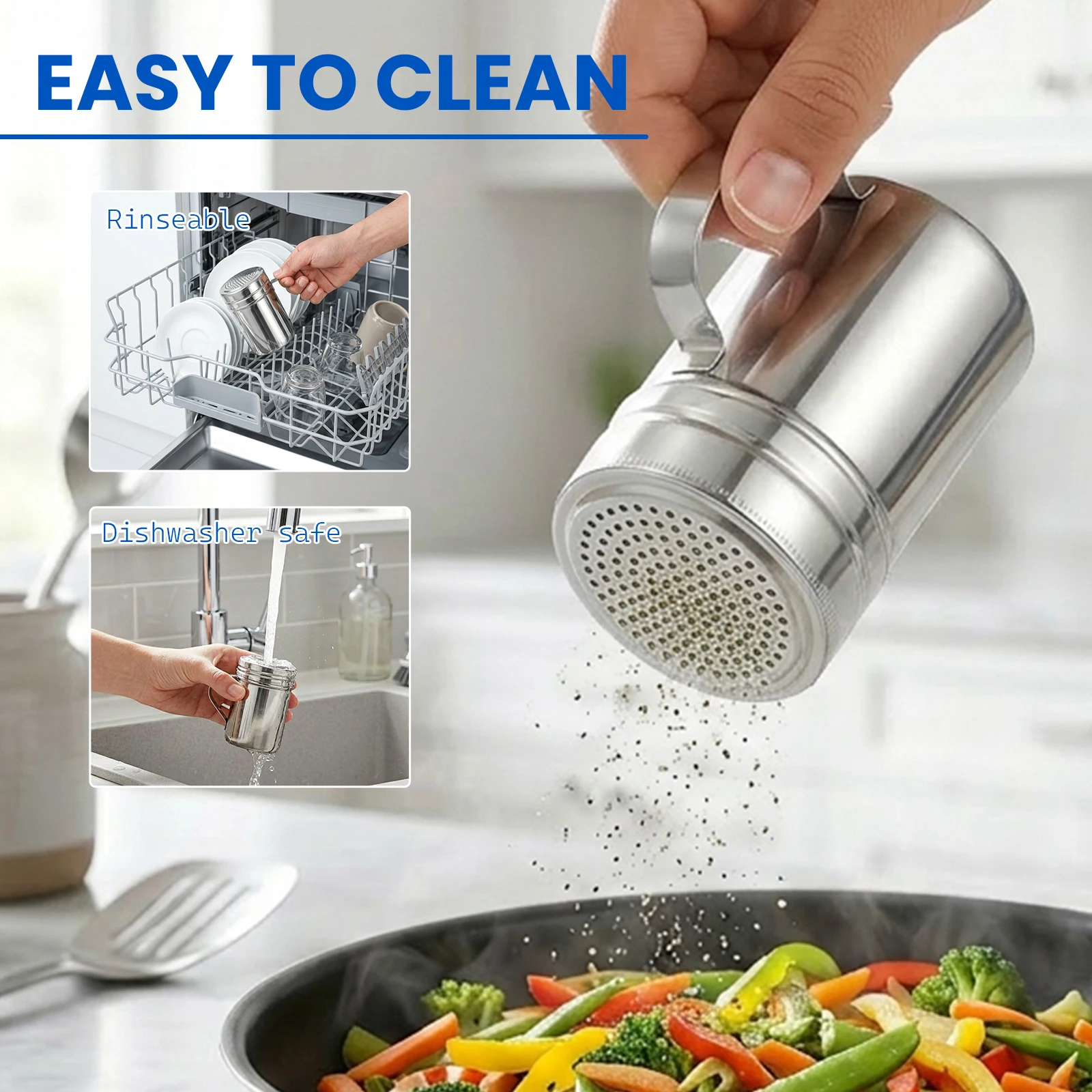 Stainless Steel Spice Jar Storage with Lid Barbecue Salt Sugar Bottle Shaker With Handle Pepper Seasoning Can Seasoning Bottle