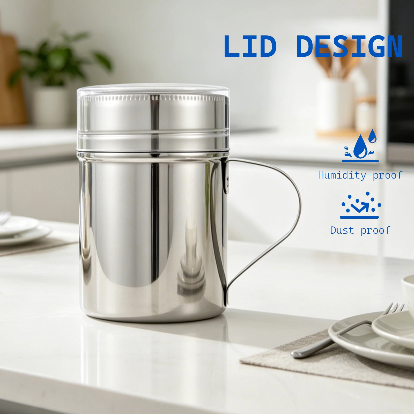 Stainless Steel Spice Jar Storage with Lid Barbecue Salt Sugar Bottle Shaker With Handle Pepper Seasoning Can Seasoning Bottle