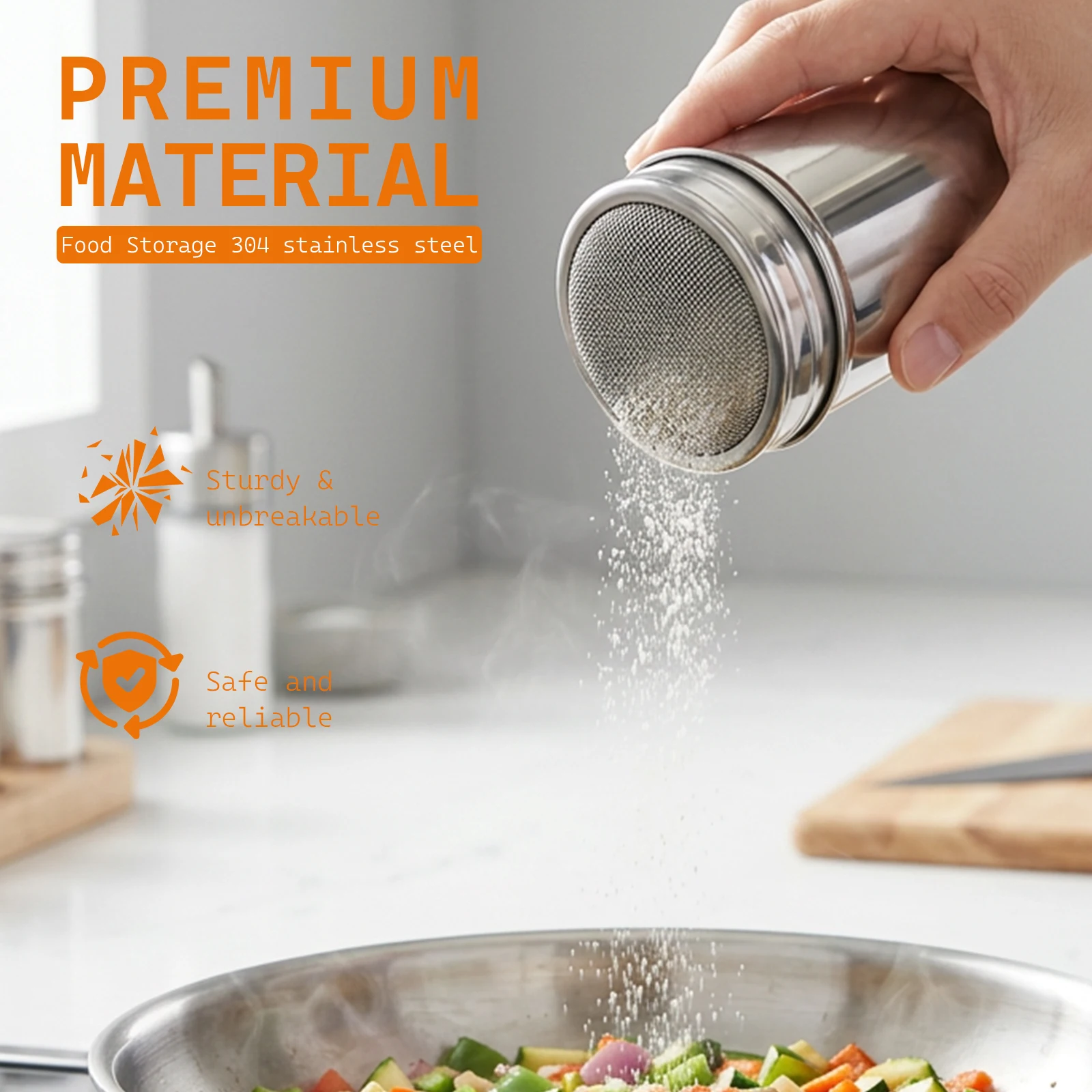 Stainless Steel Spice Jar Storage with Lid Barbecue Salt Sugar Bottle Shaker With Handle Pepper Seasoning Can Seasoning Bottle