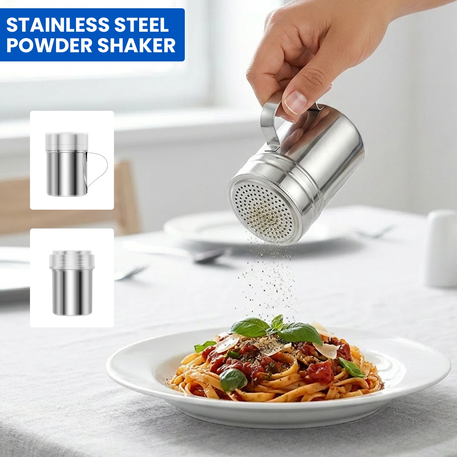 Stainless Steel Spice Jar Storage with Lid Barbecue Salt Sugar Bottle Shaker With Handle Pepper Seasoning Can Seasoning Bottle