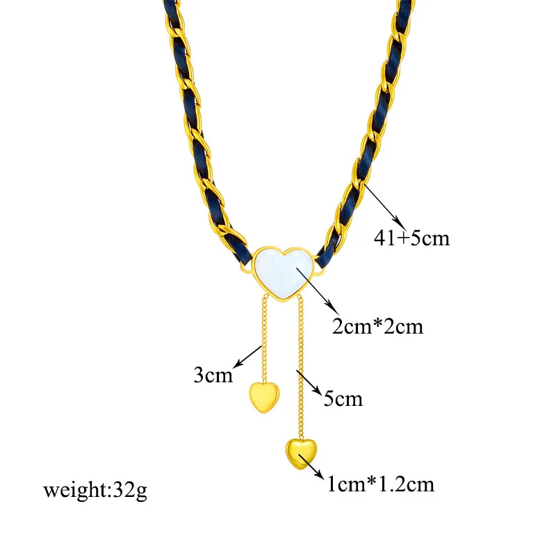 DIEYURO 316L Stainless Steel Butterfly Moon Lock Blue Eyes Pendant Necklace For Women New Multilayer Choker Chain Jewelry Gifts