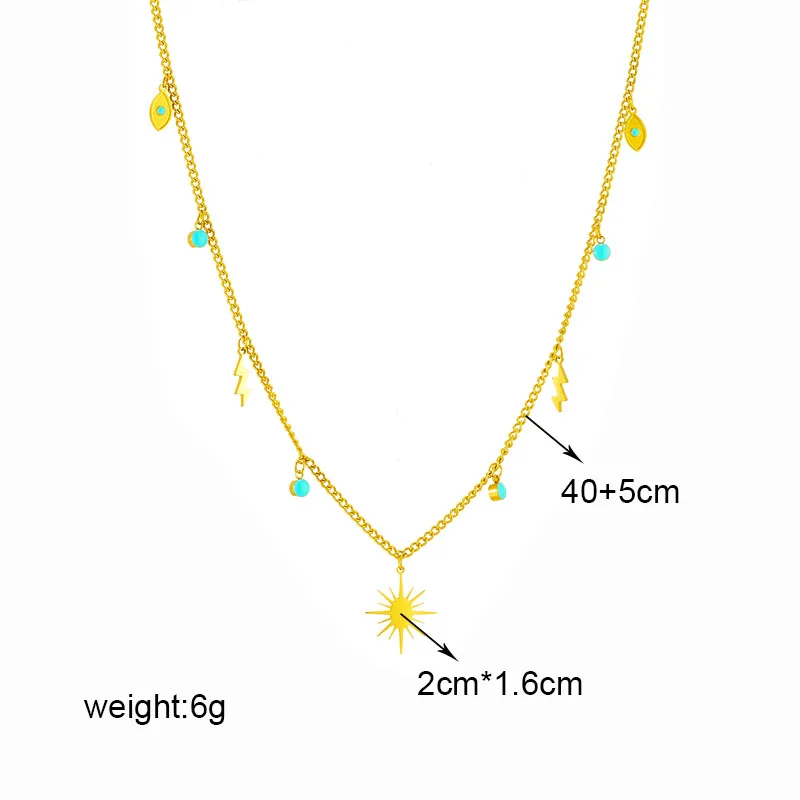 DIEYURO 316L Stainless Steel Butterfly Moon Lock Blue Eyes Pendant Necklace For Women New Multilayer Choker Chain Jewelry Gifts
