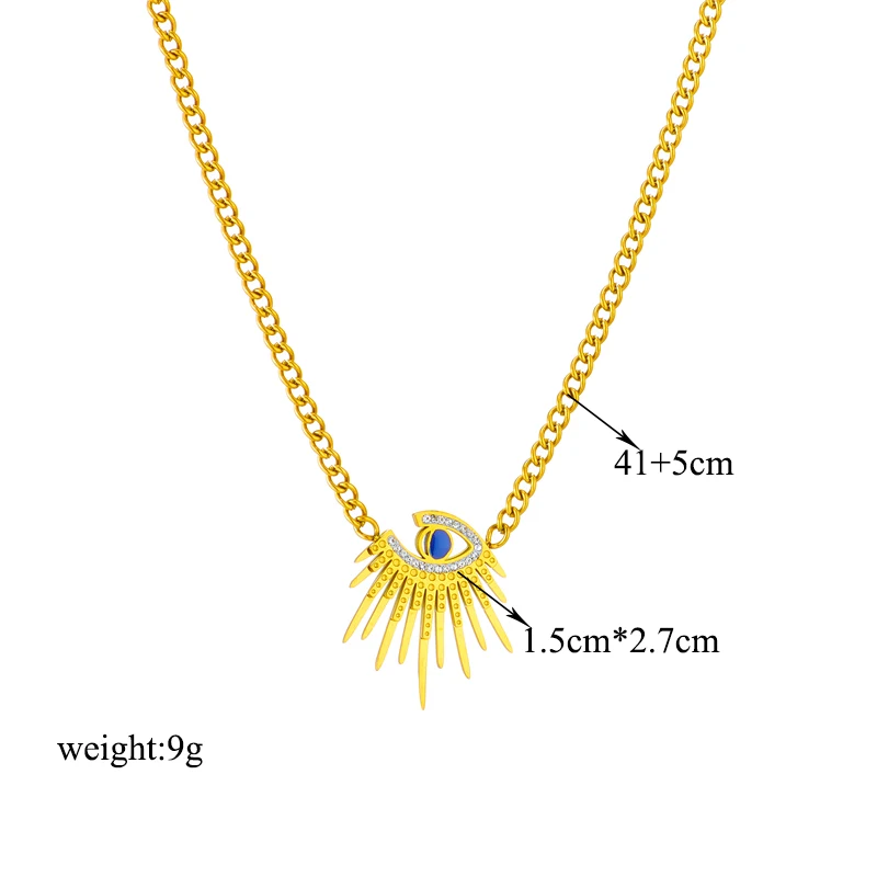 DIEYURO 316L Stainless Steel Butterfly Moon Lock Blue Eyes Pendant Necklace For Women New Multilayer Choker Chain Jewelry Gifts