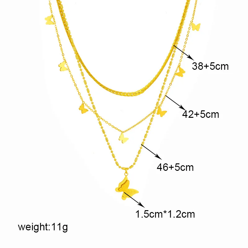 DIEYURO 316L Stainless Steel Butterfly Moon Lock Blue Eyes Pendant Necklace For Women New Multilayer Choker Chain Jewelry Gifts