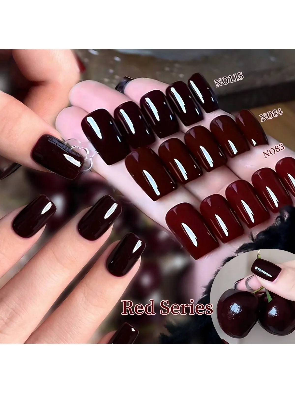 3pcs Gel Nail Polish Set - Red Shades, Glossy & Matte Finish, UV/LED Cured, Lead-Free, Alcohol-Free Gel for Salon & DIY Manicure