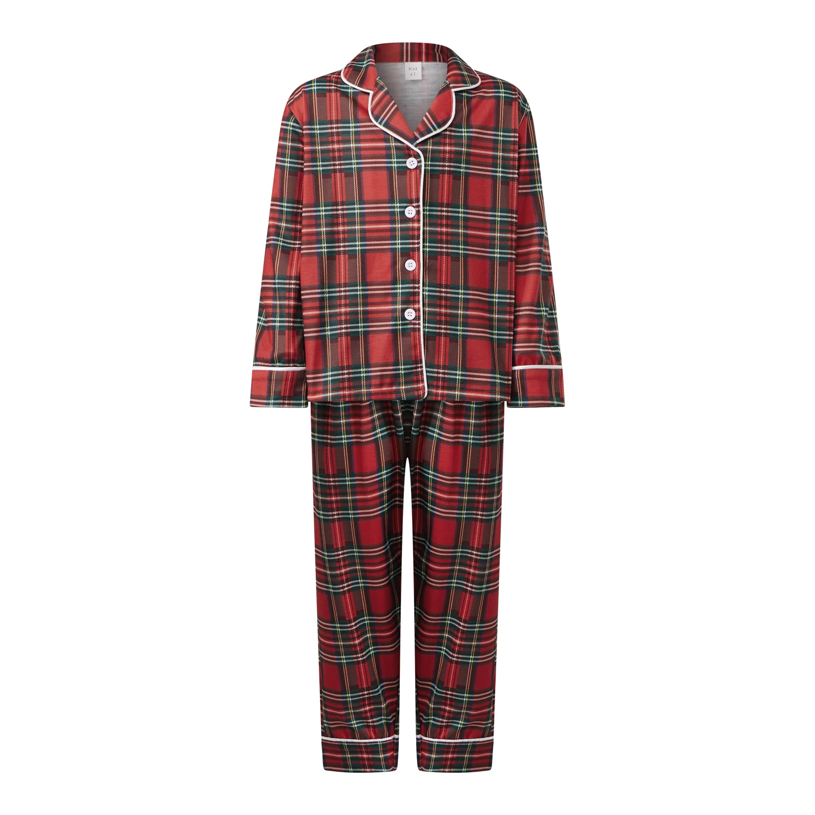 Family Christmas Pajamas Matching Sets Adult And Kids Xmas Red Plaid Button Shirts Tops+Pants Baby Romper Loungewear Pyjamas