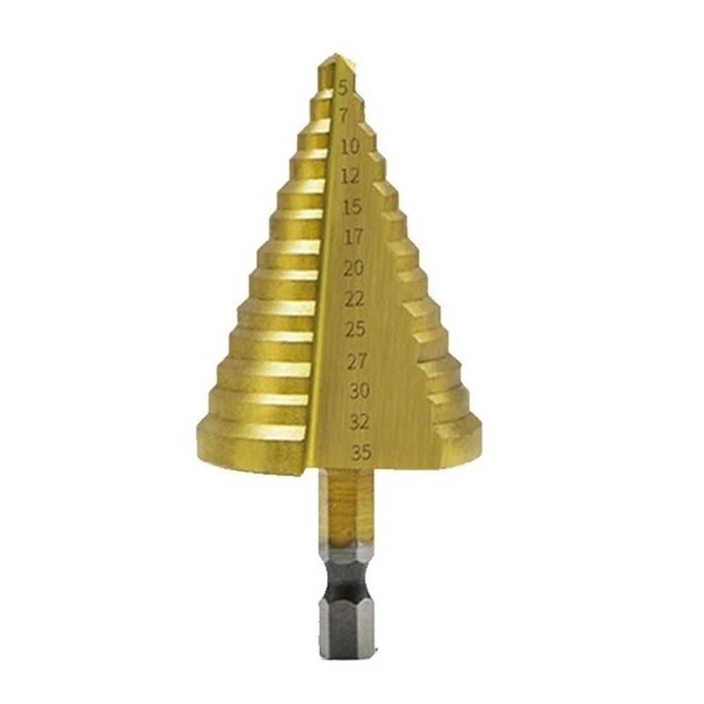 5-35mm HSS Titanium Core Step Drill Bit Spiral Groove Wood Metal Hole Cutter High Speed Steel Core Drill Bits