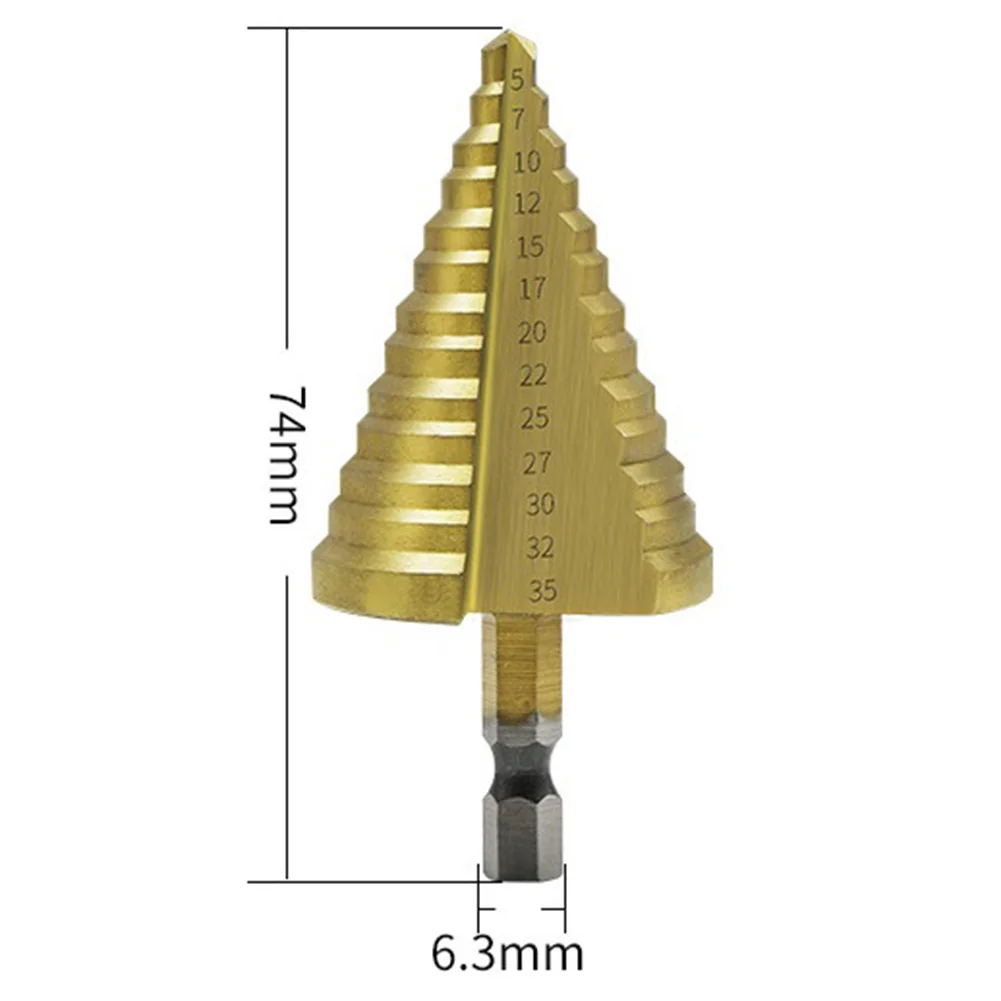 5-35mm HSS Titanium Core Step Drill Bit Spiral Groove Wood Metal Hole Cutter High Speed Steel Core Drill Bits