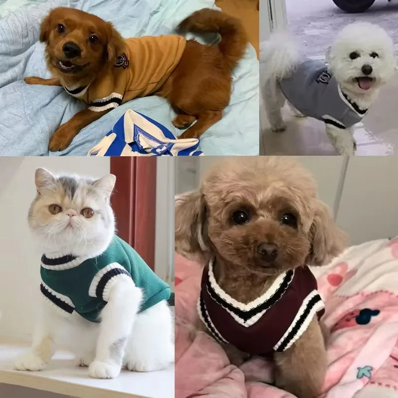 Pet Cat Solid Costume Autumn Winter Christmas Sweater For Small Dogs Kitten Pullover Puppy Vest Clothes Kitty Jacket Outfits