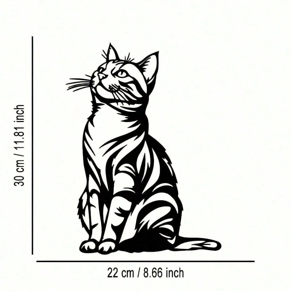 Cat Silhouette Metal Art, Black White Iron Wall Decor for Indoor Outdoor, Rust-Proof Waterproof Bedroom Bathroom
