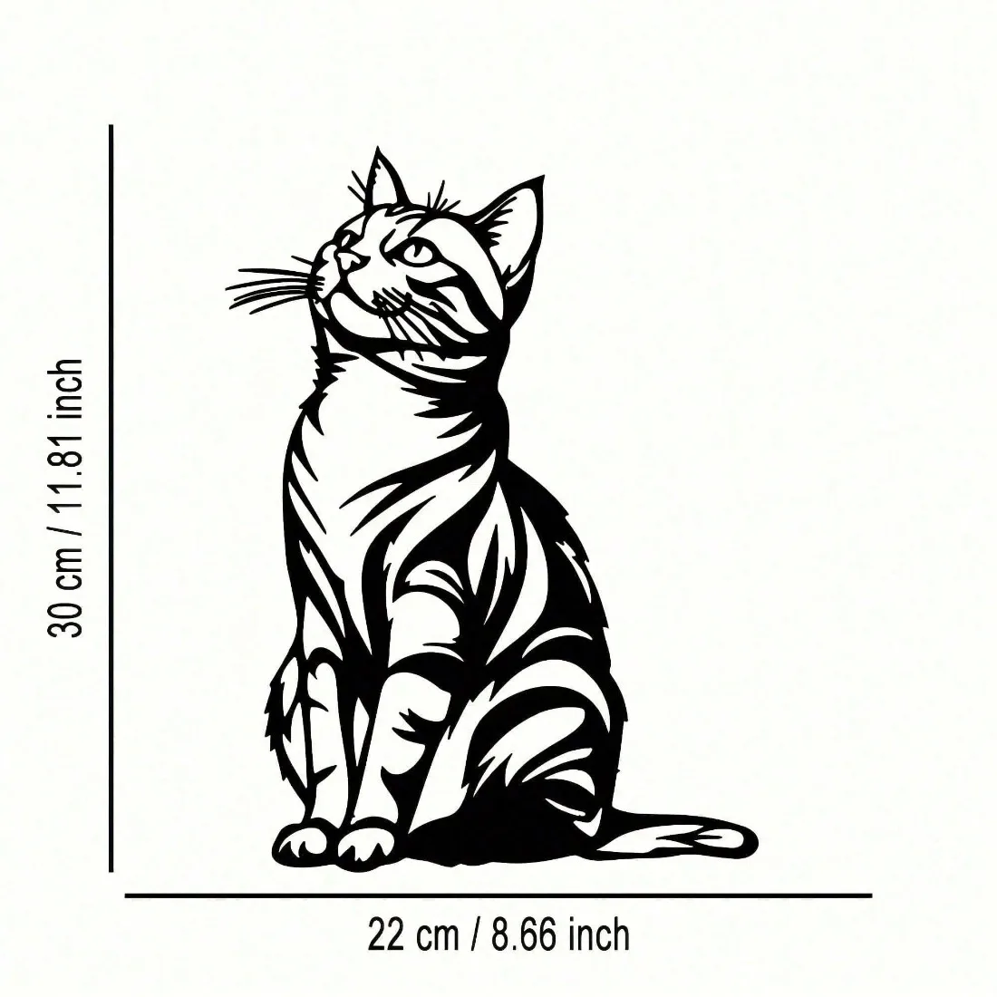 Cat Silhouette Metal Art, Black White Iron Wall Decor for Indoor Outdoor, Rust-Proof Waterproof Bedroom Bathroom