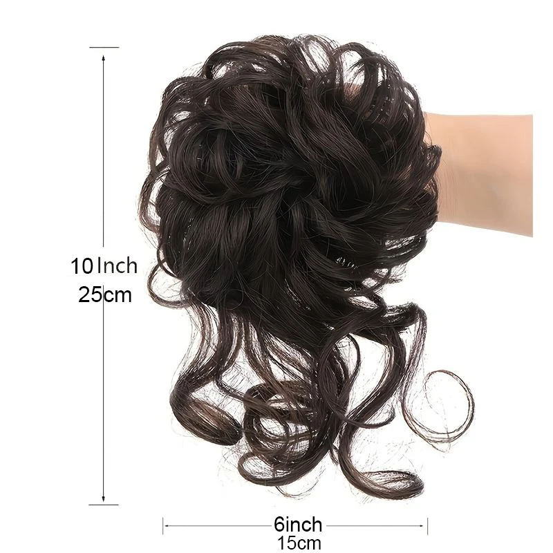 Messy Fringe Claw Clip Bun Synthetic Curly Messy Bun Hair Piece Loose Wispy Fringe Hair Extension For Women Multiple Shades