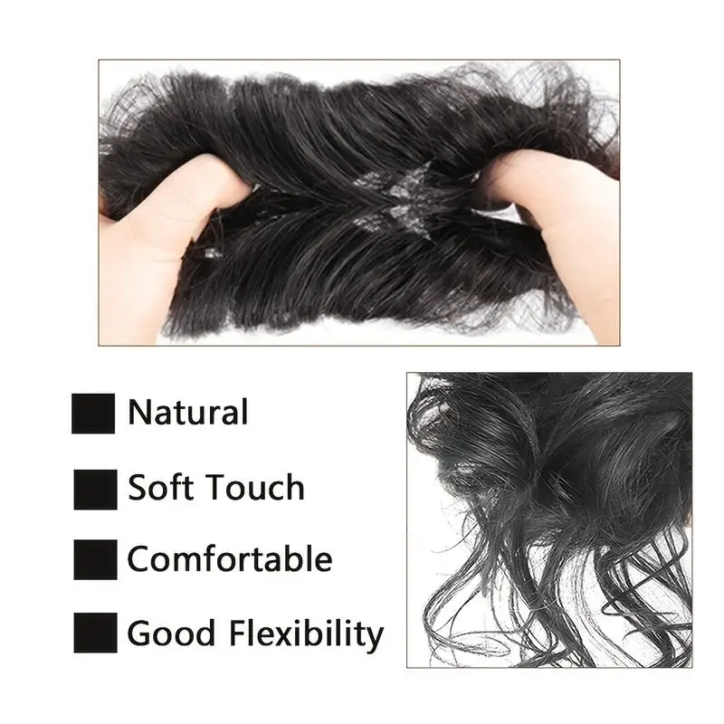 Messy Fringe Claw Clip Bun Synthetic Curly Messy Bun Hair Piece Loose Wispy Fringe Hair Extension For Women Multiple Shades