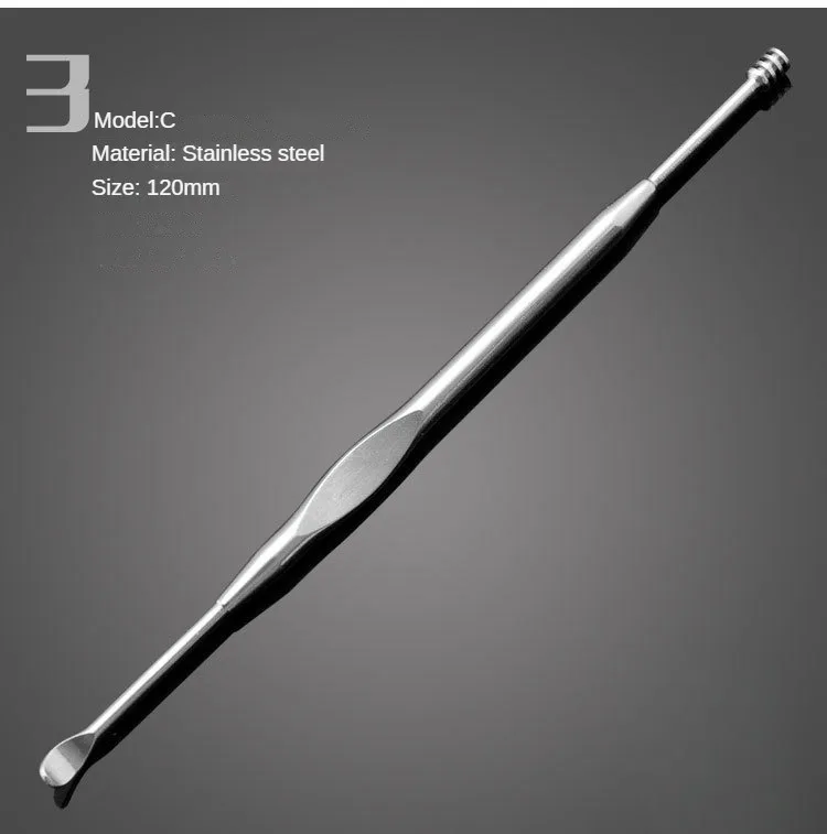 Double Head Ear Wax Removal Cleaner Double End Earwax Remover 360° Cleaning Ear Pick Stainless Steel Ear Care Tools