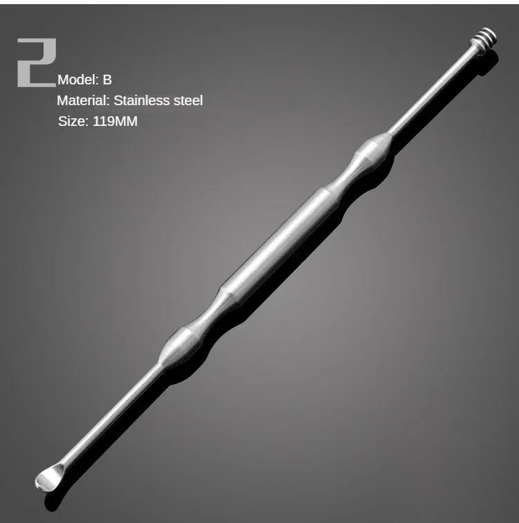 Double Head Ear Wax Removal Cleaner Double End Earwax Remover 360° Cleaning Ear Pick Stainless Steel Ear Care Tools