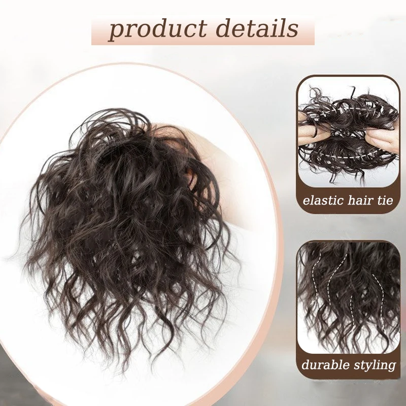 Synthetic Curly Hair Bun Extensions Wig Wavy Curly Chignon Hair Bun with Rubber Band Fluffy Hairpiece for Women Daily Party Use