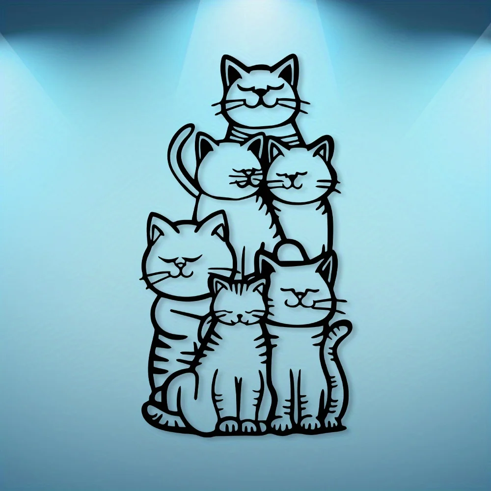 WhimsyCat Metal Minimalist Cat Silhouette Wall Art - 1pc Hanging Decor for Cat Lovers- No-Electricity Outdoor Festive Decoration