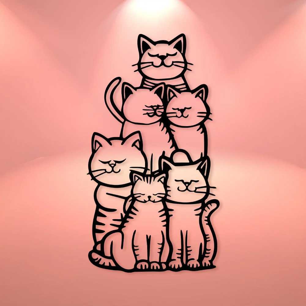WhimsyCat Metal Minimalist Cat Silhouette Wall Art - 1pc Hanging Decor for Cat Lovers- No-Electricity Outdoor Festive Decoration
