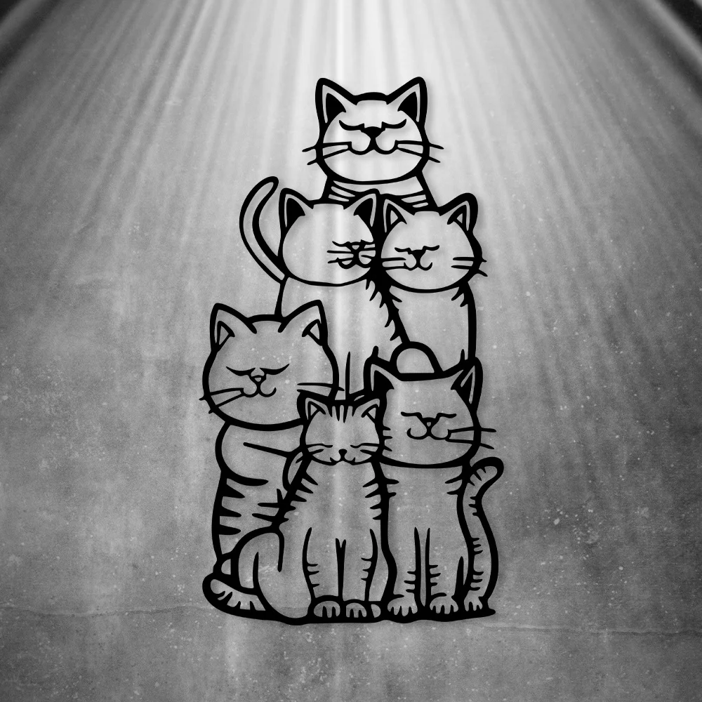 WhimsyCat Metal Minimalist Cat Silhouette Wall Art - 1pc Hanging Decor for Cat Lovers- No-Electricity Outdoor Festive Decoration