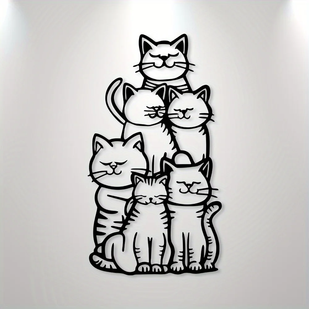 WhimsyCat Metal Minimalist Cat Silhouette Wall Art - 1pc Hanging Decor for Cat Lovers- No-Electricity Outdoor Festive Decoration