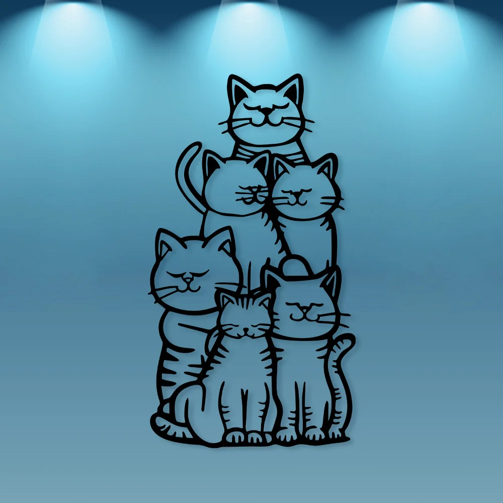 WhimsyCat Metal Minimalist Cat Silhouette Wall Art - 1pc Hanging Decor for Cat Lovers- No-Electricity Outdoor Festive Decoration