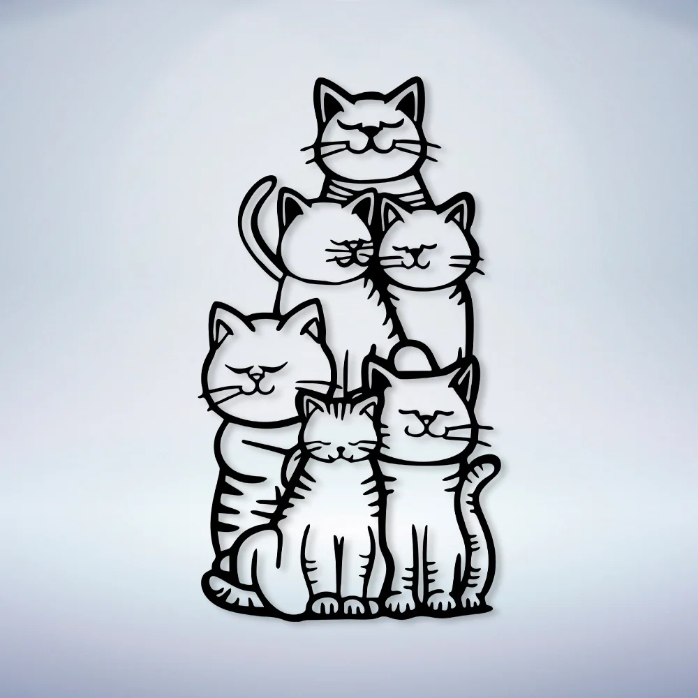 WhimsyCat Metal Minimalist Cat Silhouette Wall Art - 1pc Hanging Decor for Cat Lovers- No-Electricity Outdoor Festive Decoration