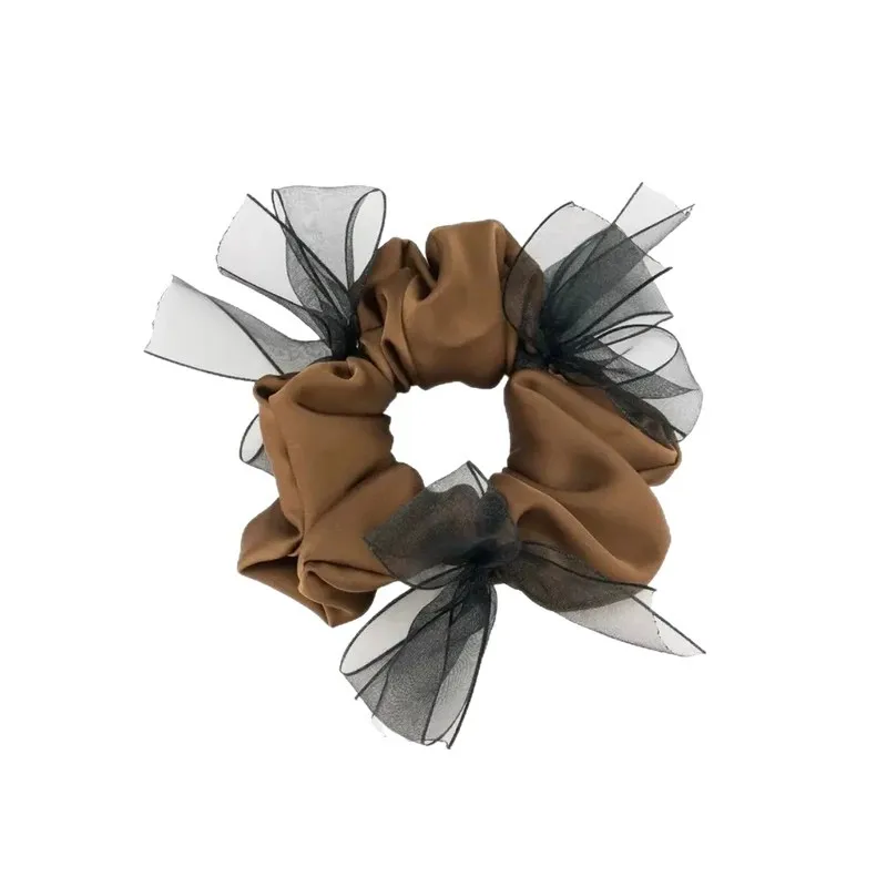 2PCS/Set Elegant Chiffon Bow Elastic Scrunchie For Women Girl Sweet Hair Ornament Hair Band Hair Tie Rubber Band Hair Accessory