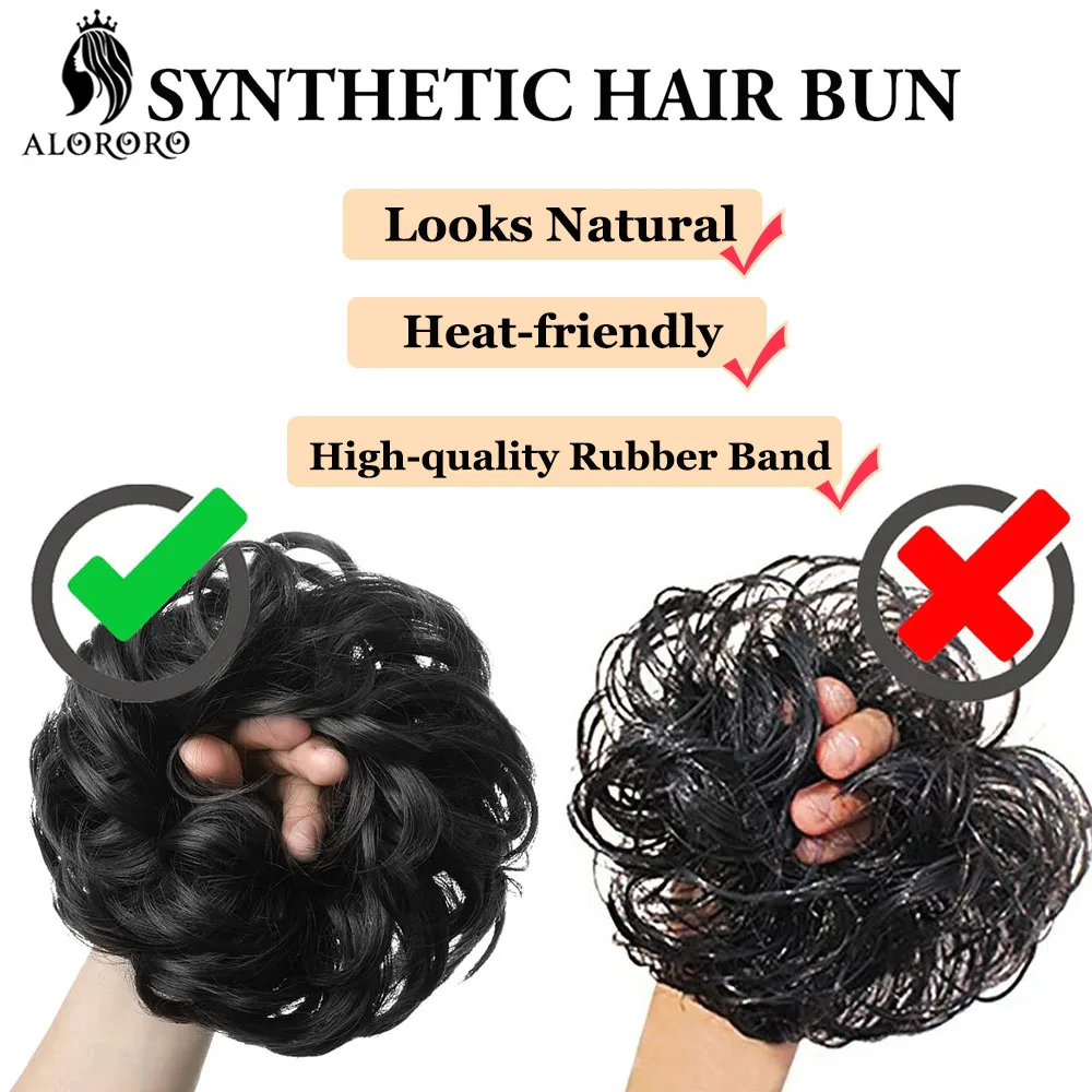 Synthetic Chignon Hair Bun Messy Scrunchie Elastic Band Fake Hair Extension Updo Donut Roller Scrunchie Hair Pieces for Women