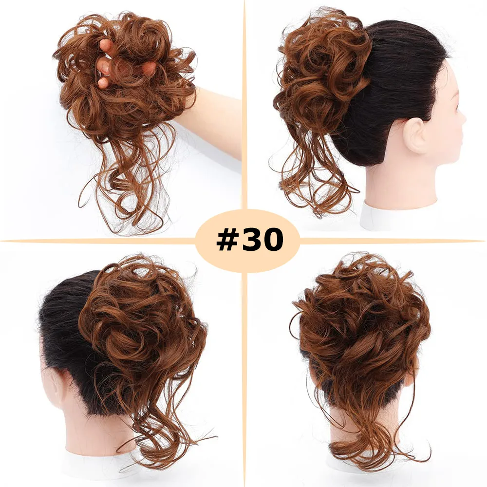 Synthetic Chignon Hair Bun Messy Scrunchie Elastic Band Fake Hair Extension Updo Donut Roller Scrunchie Hair Pieces for Women
