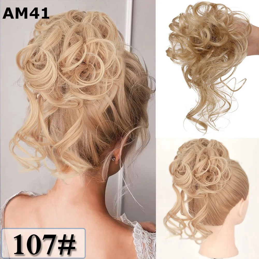 Synthetic Chignon Hair Bun Messy Scrunchie Elastic Band Fake Hair Extension Updo Donut Roller Scrunchie Hair Pieces for Women