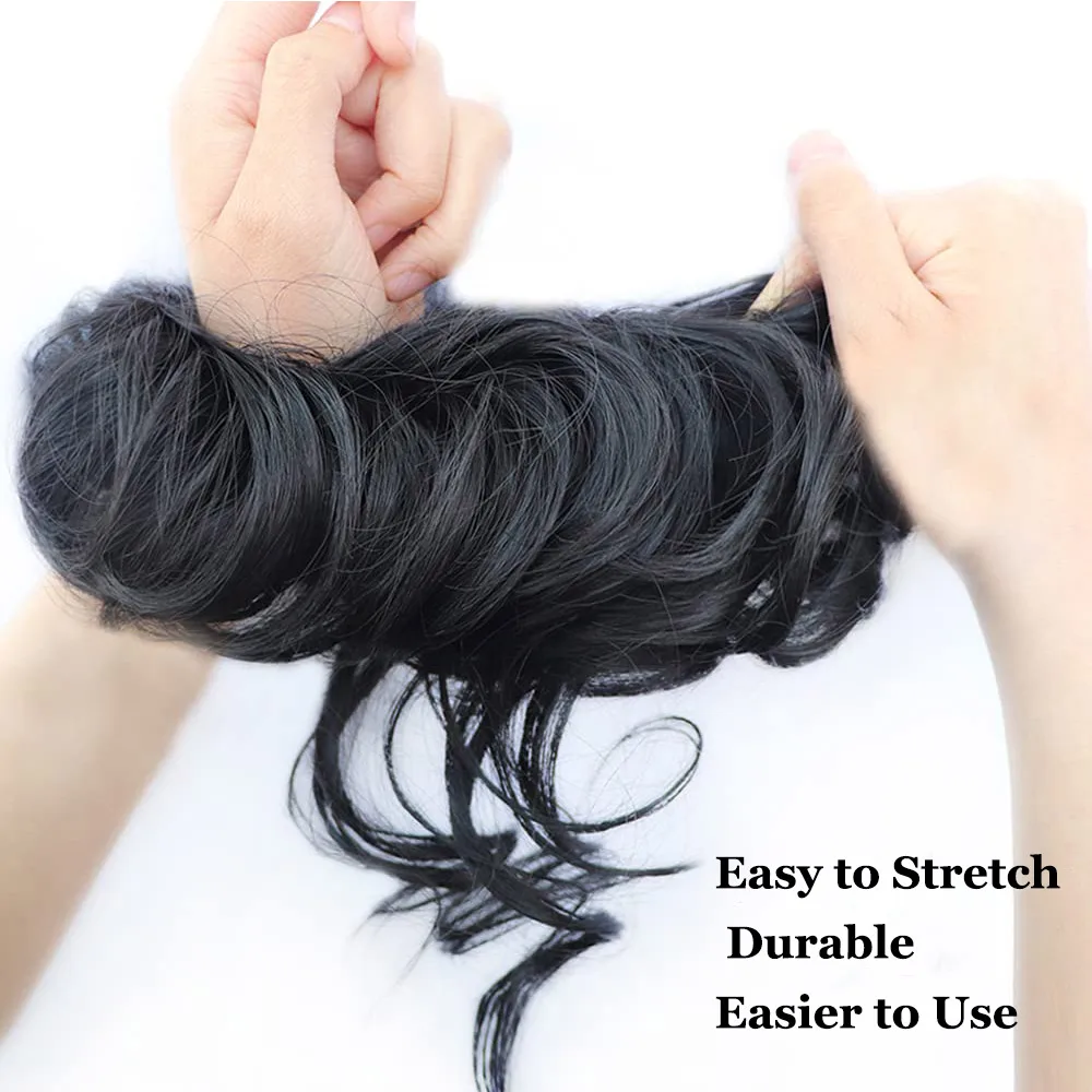 Synthetic Chignon Hair Bun Messy Scrunchie Elastic Band Fake Hair Extension Updo Donut Roller Scrunchie Hair Pieces for Women