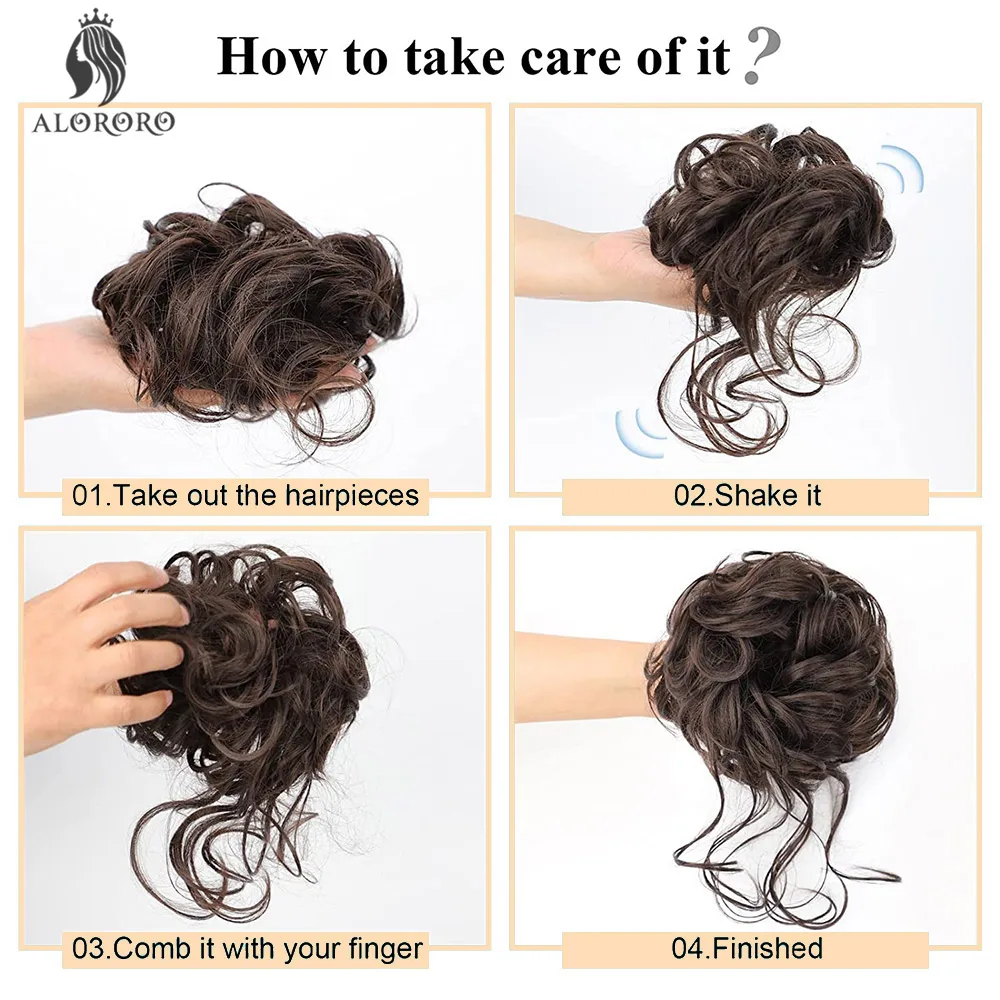 Synthetic Chignon Hair Bun Messy Scrunchie Elastic Band Fake Hair Extension Updo Donut Roller Scrunchie Hair Pieces for Women