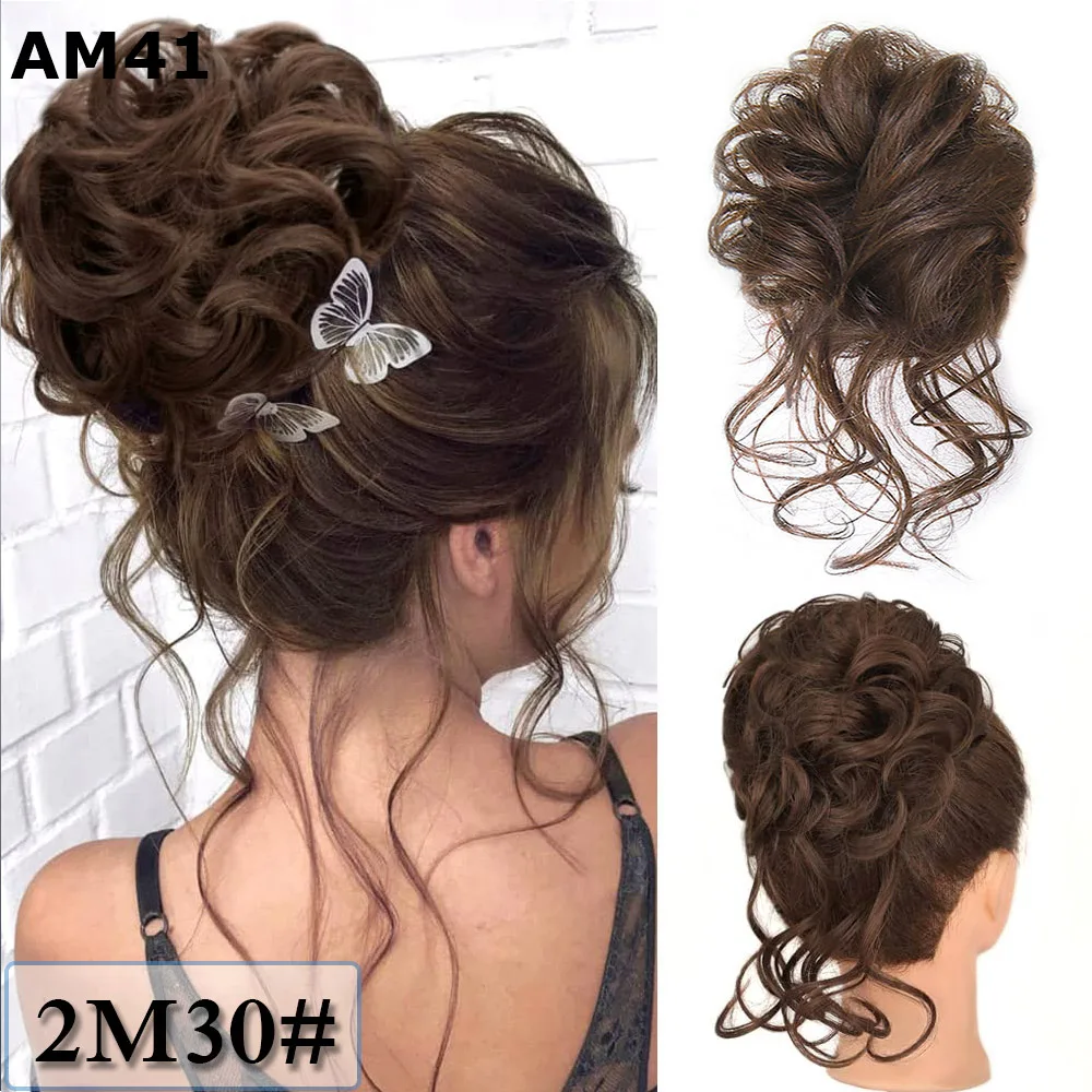 Synthetic Chignon Hair Bun Messy Scrunchie Elastic Band Fake Hair Extension Updo Donut Roller Scrunchie Hair Pieces for Women