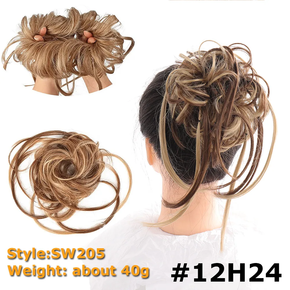 Synthetic Chignon Hair Bun Messy Scrunchie Elastic Band Fake Hair Extension Updo Donut Roller Scrunchie Hair Pieces for Women