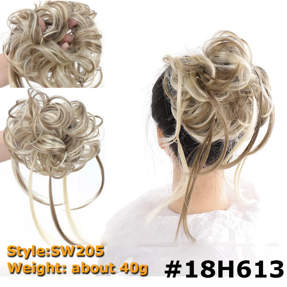 Synthetic Chignon Hair Bun Messy Scrunchie Elastic Band Fake Hair Extension Updo Donut Roller Scrunchie Hair Pieces for Women