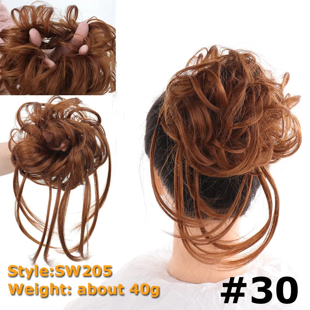 Synthetic Chignon Hair Bun Messy Scrunchie Elastic Band Fake Hair Extension Updo Donut Roller Scrunchie Hair Pieces for Women