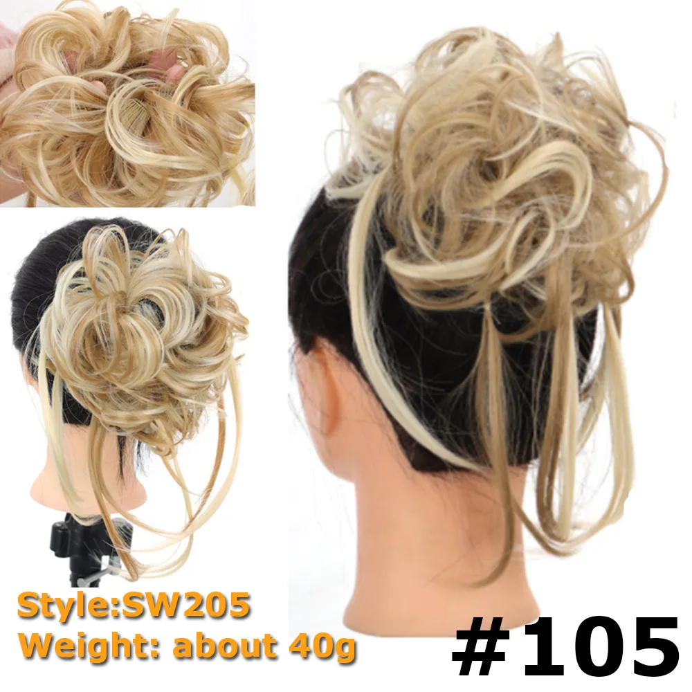 Synthetic Chignon Hair Bun Messy Scrunchie Elastic Band Fake Hair Extension Updo Donut Roller Scrunchie Hair Pieces for Women
