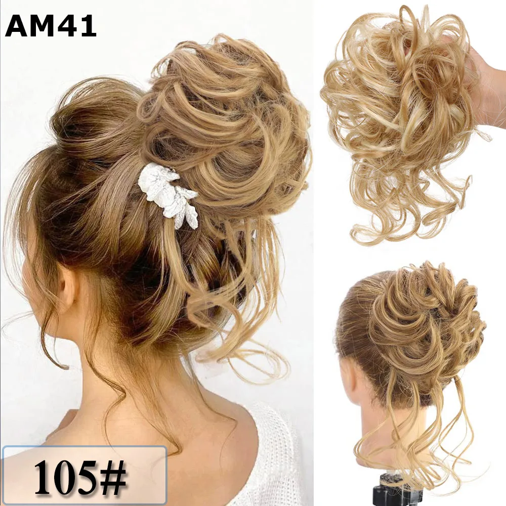 Synthetic Chignon Hair Bun Messy Scrunchie Elastic Band Fake Hair Extension Updo Donut Roller Scrunchie Hair Pieces for Women