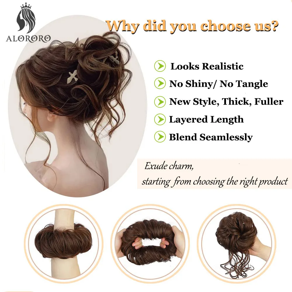 Synthetic Chignon Hair Bun Messy Scrunchie Elastic Band Fake Hair Extension Updo Donut Roller Scrunchie Hair Pieces for Women