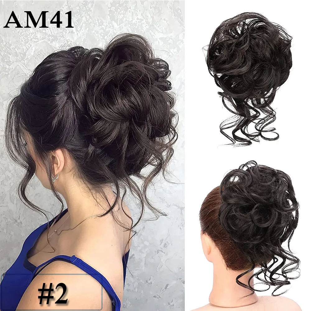 Synthetic Chignon Hair Bun Messy Scrunchie Elastic Band Fake Hair Extension Updo Donut Roller Scrunchie Hair Pieces for Women