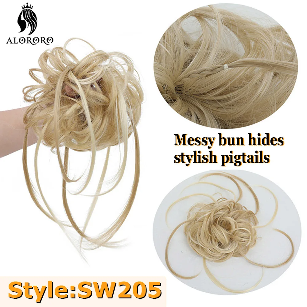 Synthetic Chignon Hair Bun Messy Scrunchie Elastic Band Fake Hair Extension Updo Donut Roller Scrunchie Hair Pieces for Women