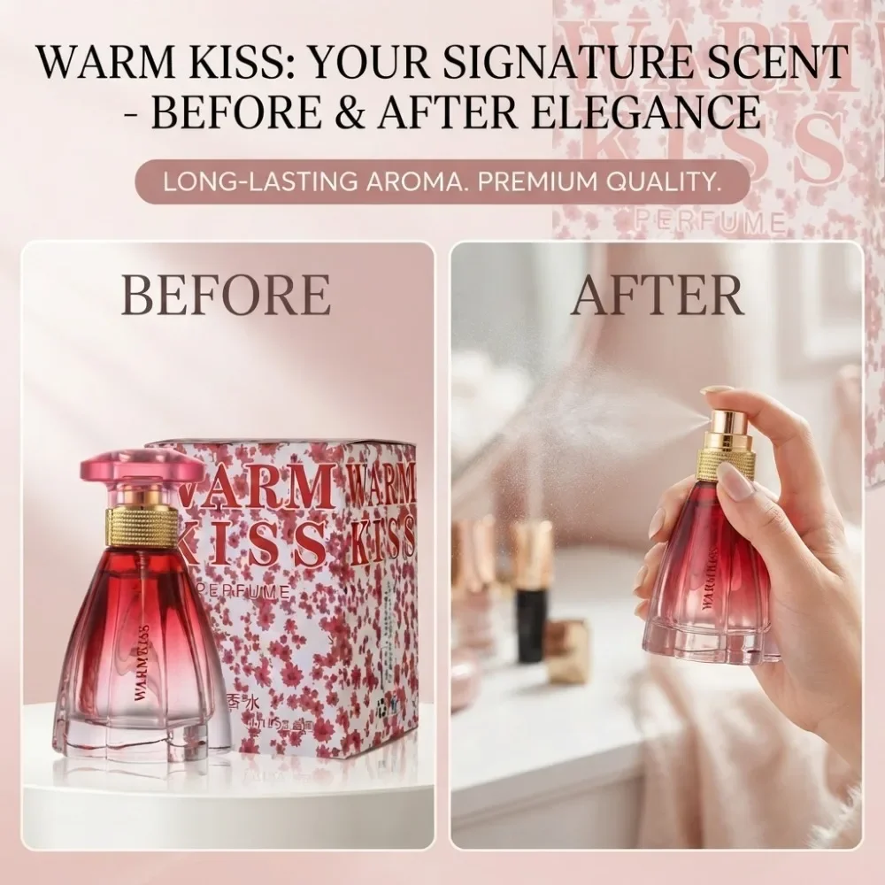 50ml WARMKISS Ladies Perfume Red Gradient Skirt Shape Bottle Long Lasting Sweet Floral Fruity Scent Valentine Dating Gift