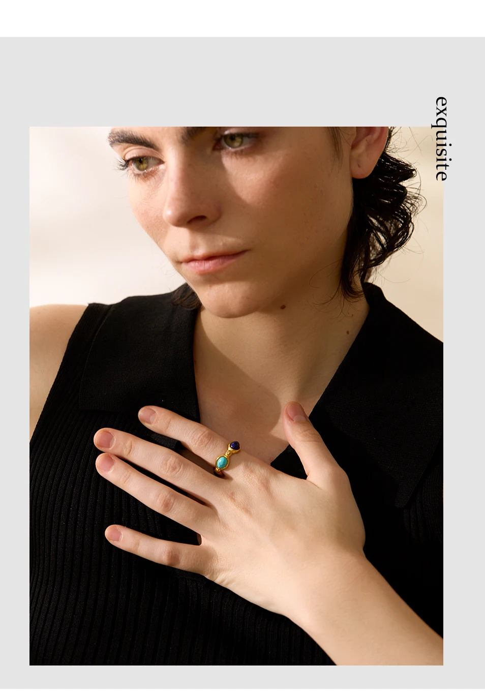 Yhpup Stainless Steel Colorful Natural Stone Agate Cast Vintage Charm Ring Fashion 316l Jewelry for Women Textured Gift