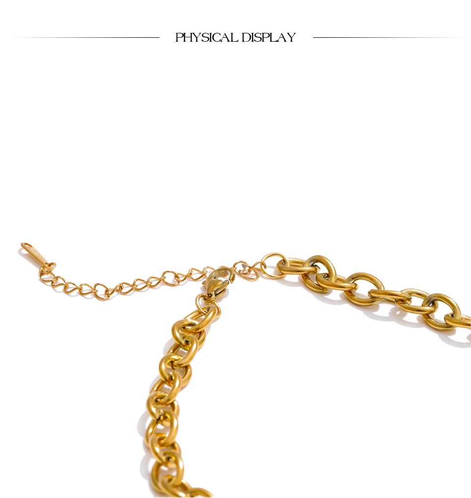 Yhpup Trendy Starfish Moon Sun Shaped Pendant Charm Necklace Statement Stainless Steel Golden Chain Fashion Jewelry PVD Plated
