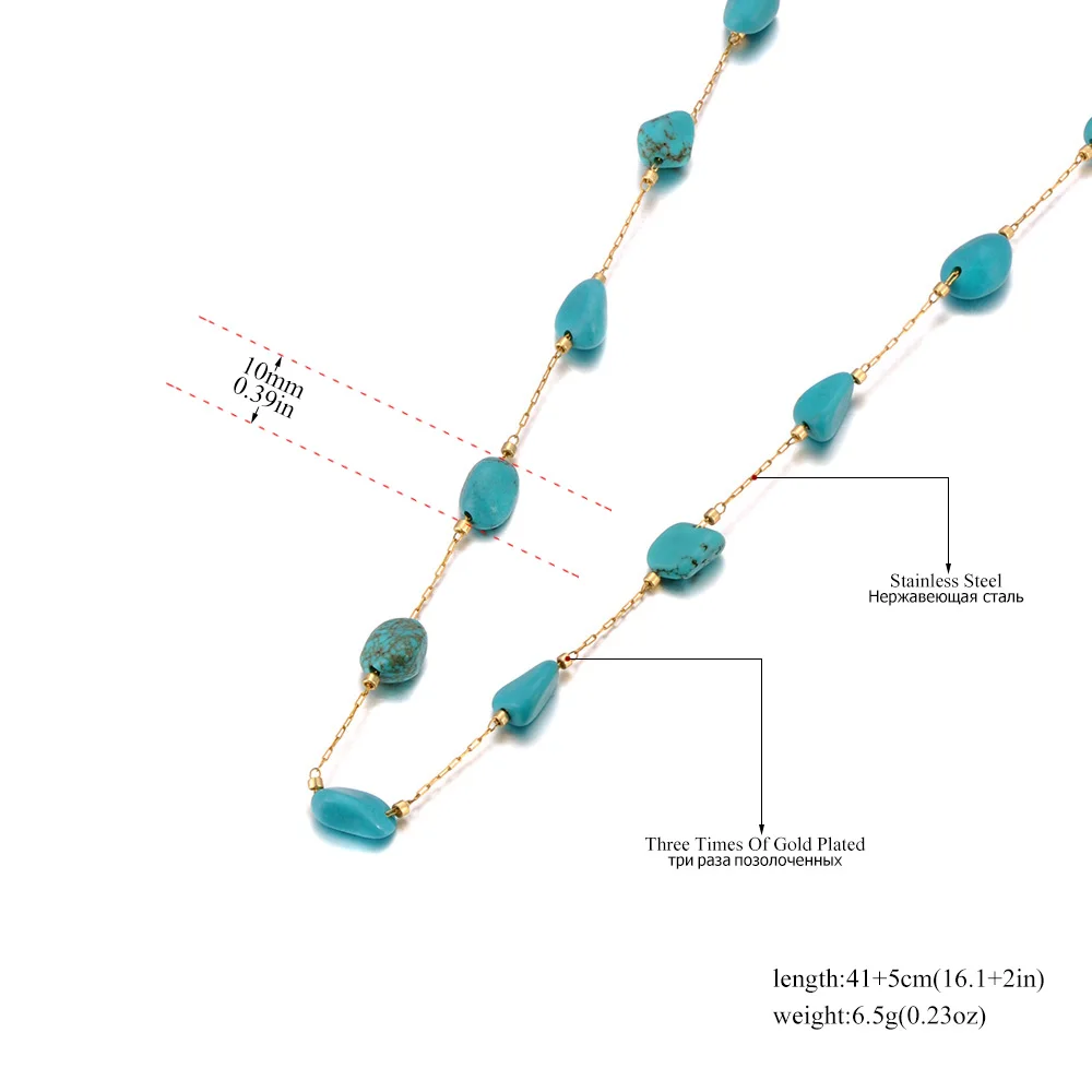 Lokaer Colorful Natural Stone Beads Necklace Bracelet Sets for Women Trendy Bohemia Stainless Steel Handmade Jewelry Tiki N24081