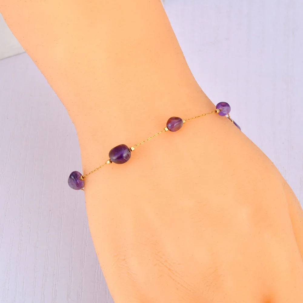 Lokaer Colorful Natural Stone Beads Necklace Bracelet Sets for Women Trendy Bohemia Stainless Steel Handmade Jewelry Tiki N24081