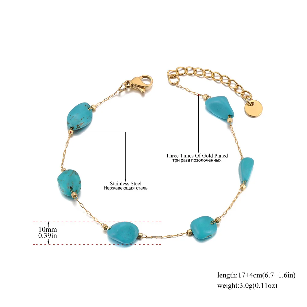 Lokaer Colorful Natural Stone Beads Necklace Bracelet Sets for Women Trendy Bohemia Stainless Steel Handmade Jewelry Tiki N24081