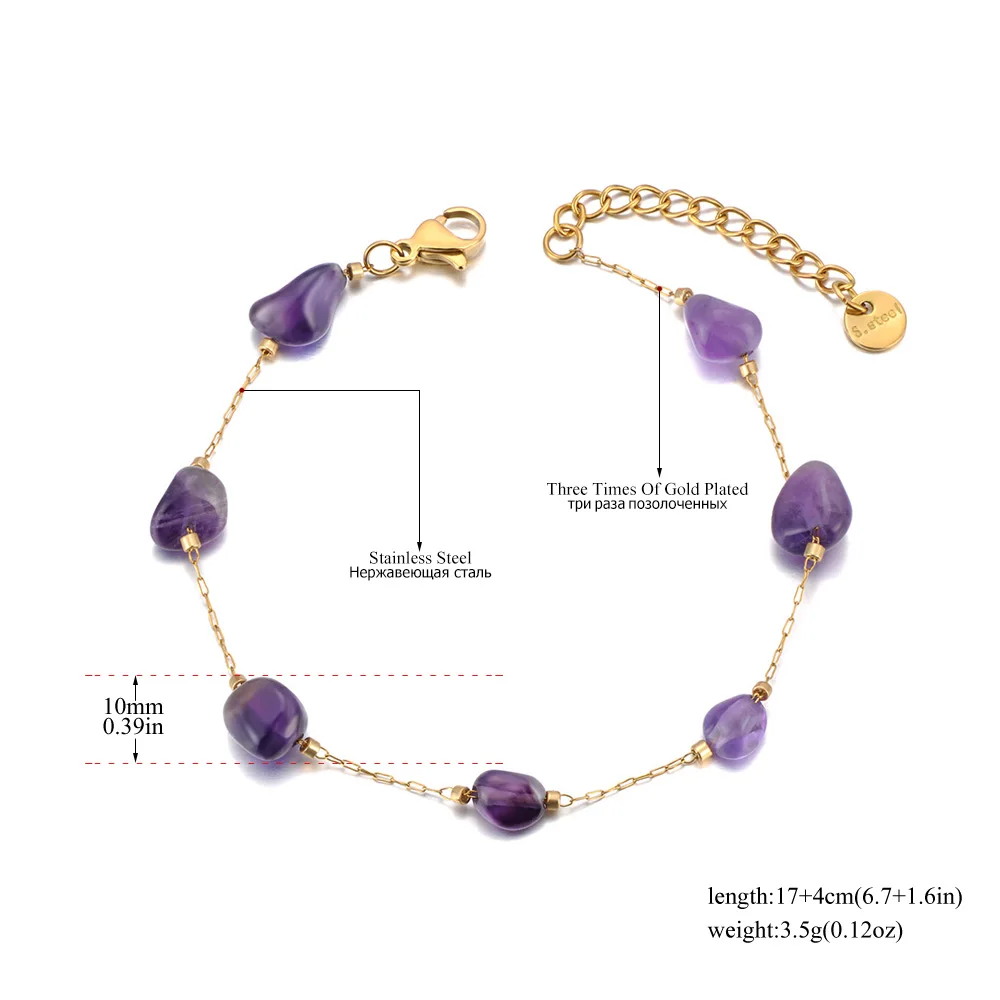 Lokaer Colorful Natural Stone Beads Necklace Bracelet Sets for Women Trendy Bohemia Stainless Steel Handmade Jewelry Tiki N24081
