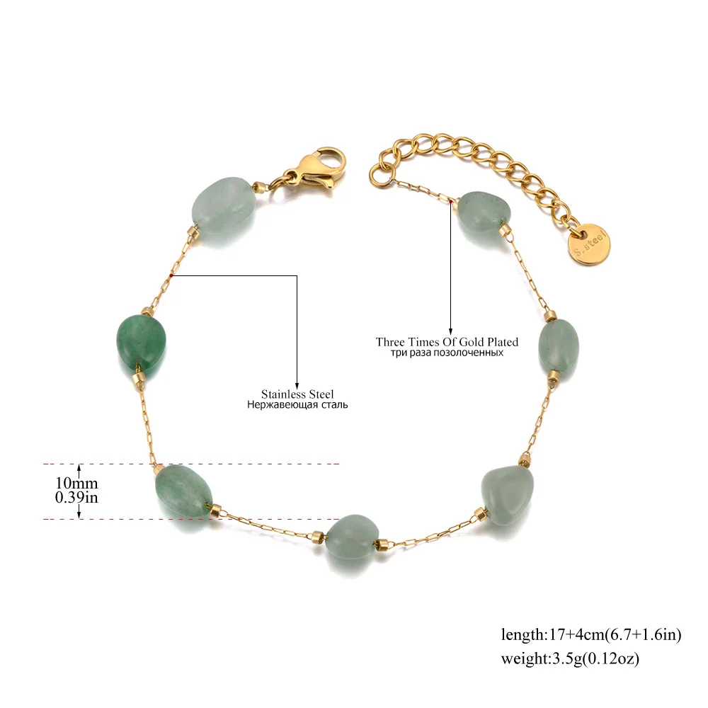 Lokaer Colorful Natural Stone Beads Necklace Bracelet Sets for Women Trendy Bohemia Stainless Steel Handmade Jewelry Tiki N24081